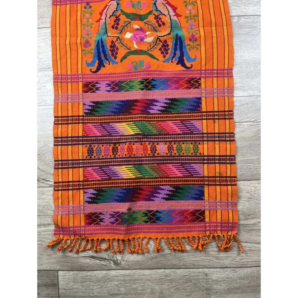 Vtg Guatemalan Table Runner Tapestry /Embroidered 42
